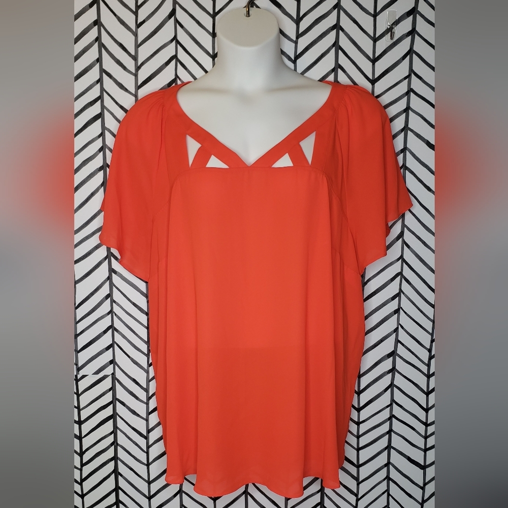Worthington 3X sheer short sleeve blouse